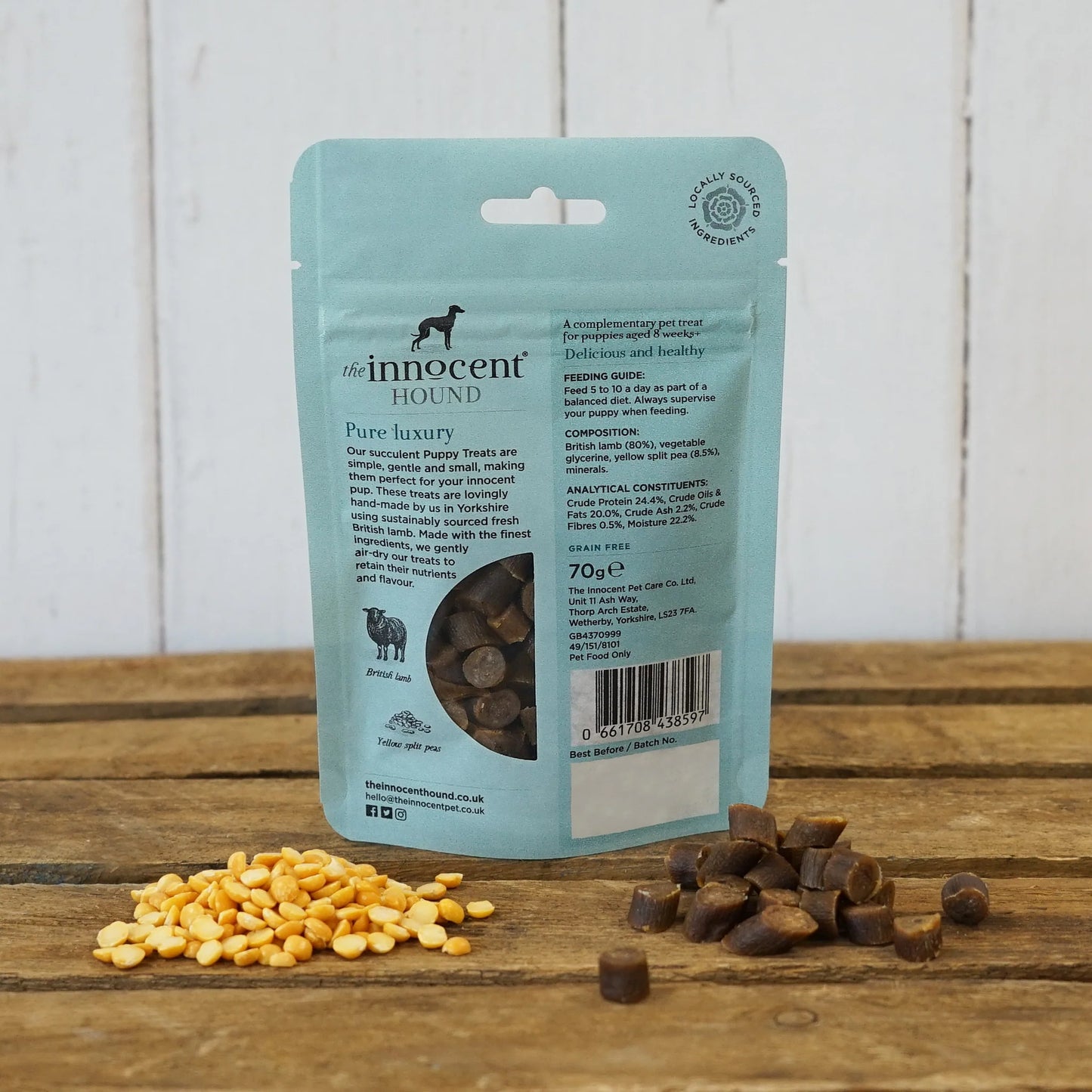 The Innocent Hound Lamb with Yellow Split Pea Puppy Training Treats (70g)