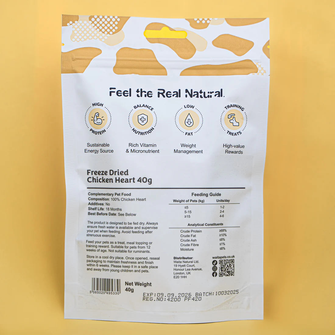 Waita Freeze Dried Chicken Heart for Cats and Dogs (40g)