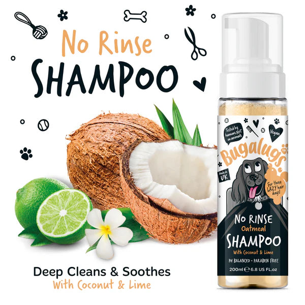Bugalugs Oatmeal No Rinse Dog Shampoo with Coconut and Lime (200ml)