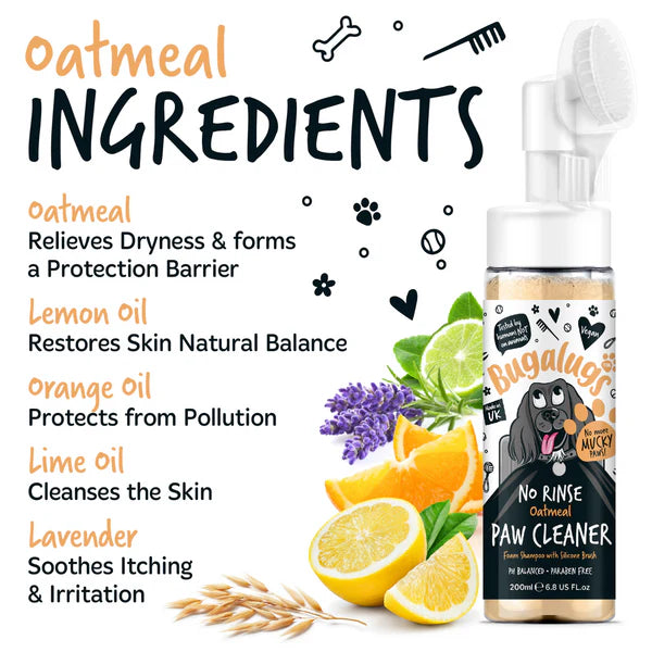 Bugalugs No Rinse Paw Cleaner Oatmeal Shampoo (200ml)