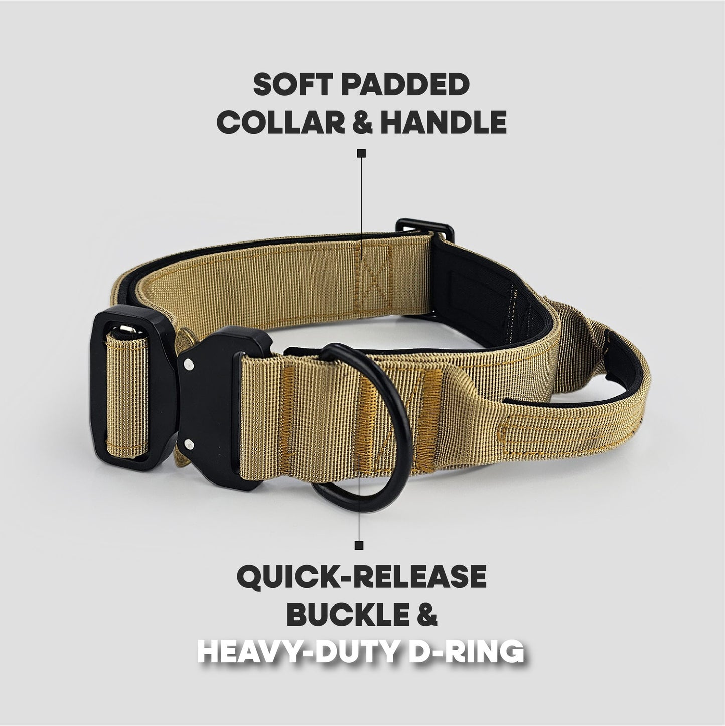 HugglePets Tactical K9 Collar Sand - Medium