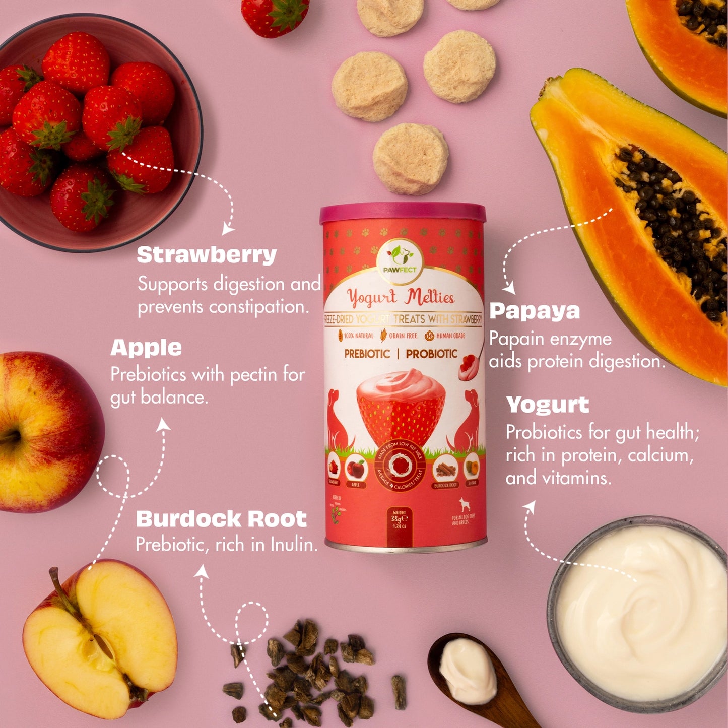 Pawfect Yogurt Melties Strawberry (38g)
