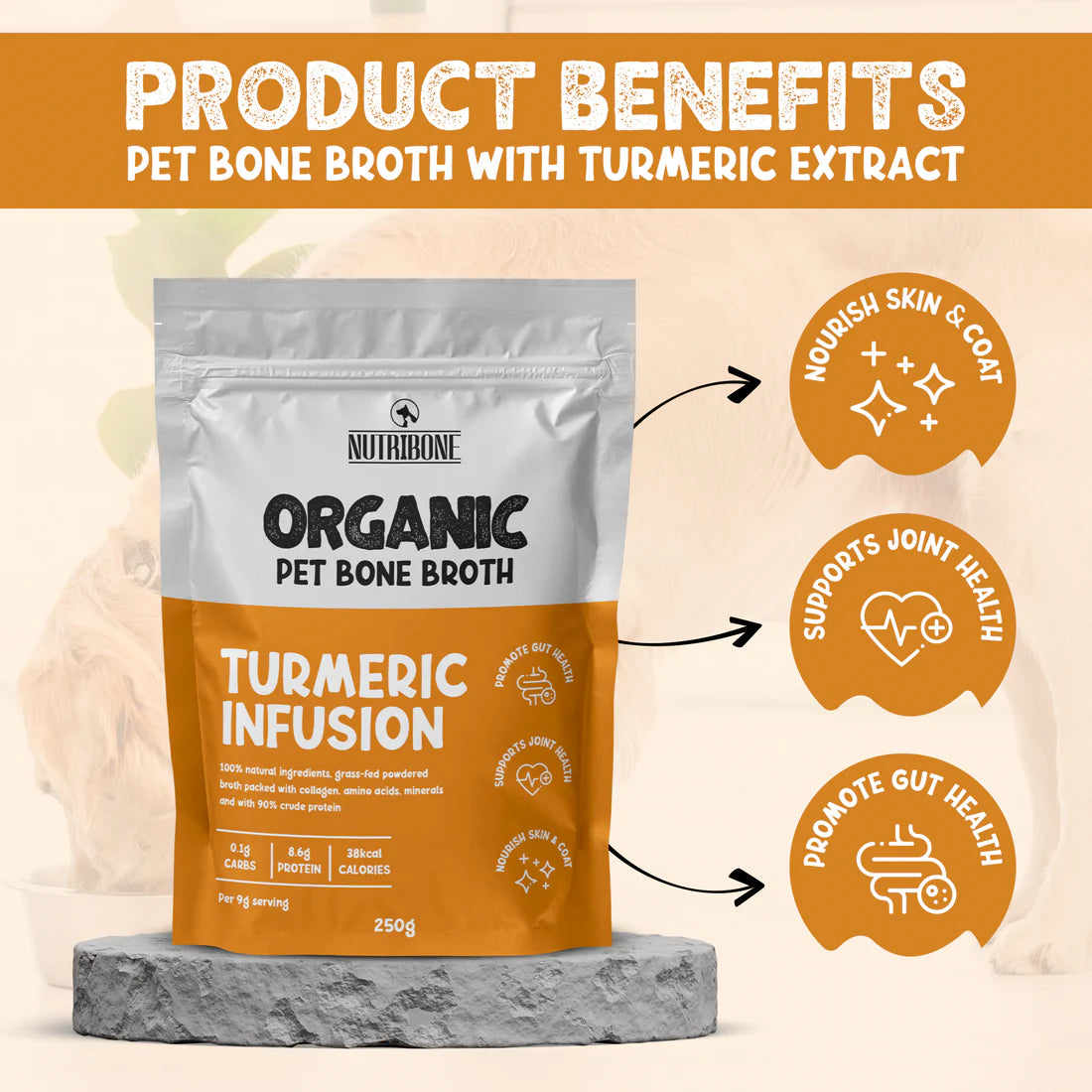 Nutribone Organic Pet Bone Broth Tumeric Infusion