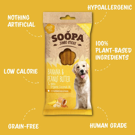 Soopa Jumbo Dental Sticks (Banana & Peanut Butter)