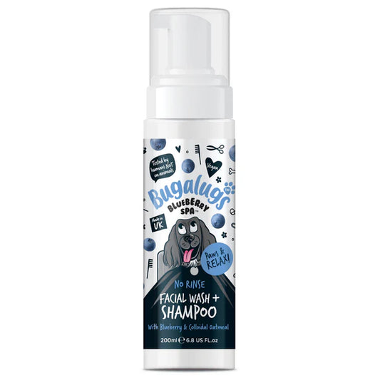 Bugalugs No Rinse Facial Wash & Shampoo for Dogs with Blueberry and Oatmeal (200ml)