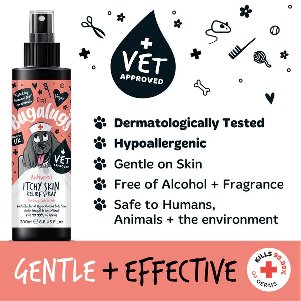 Bugalugs Antiseptic Itchy Skin Relief for Dogs, Cats and Pets (200ml)