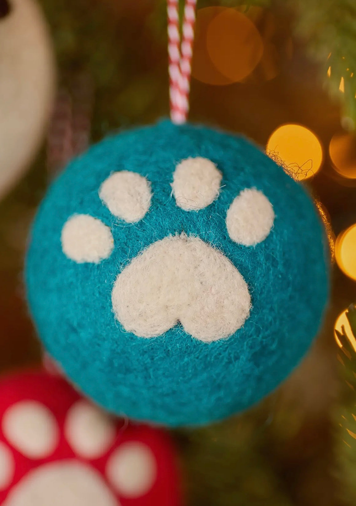 Felt Paw Print Baubles