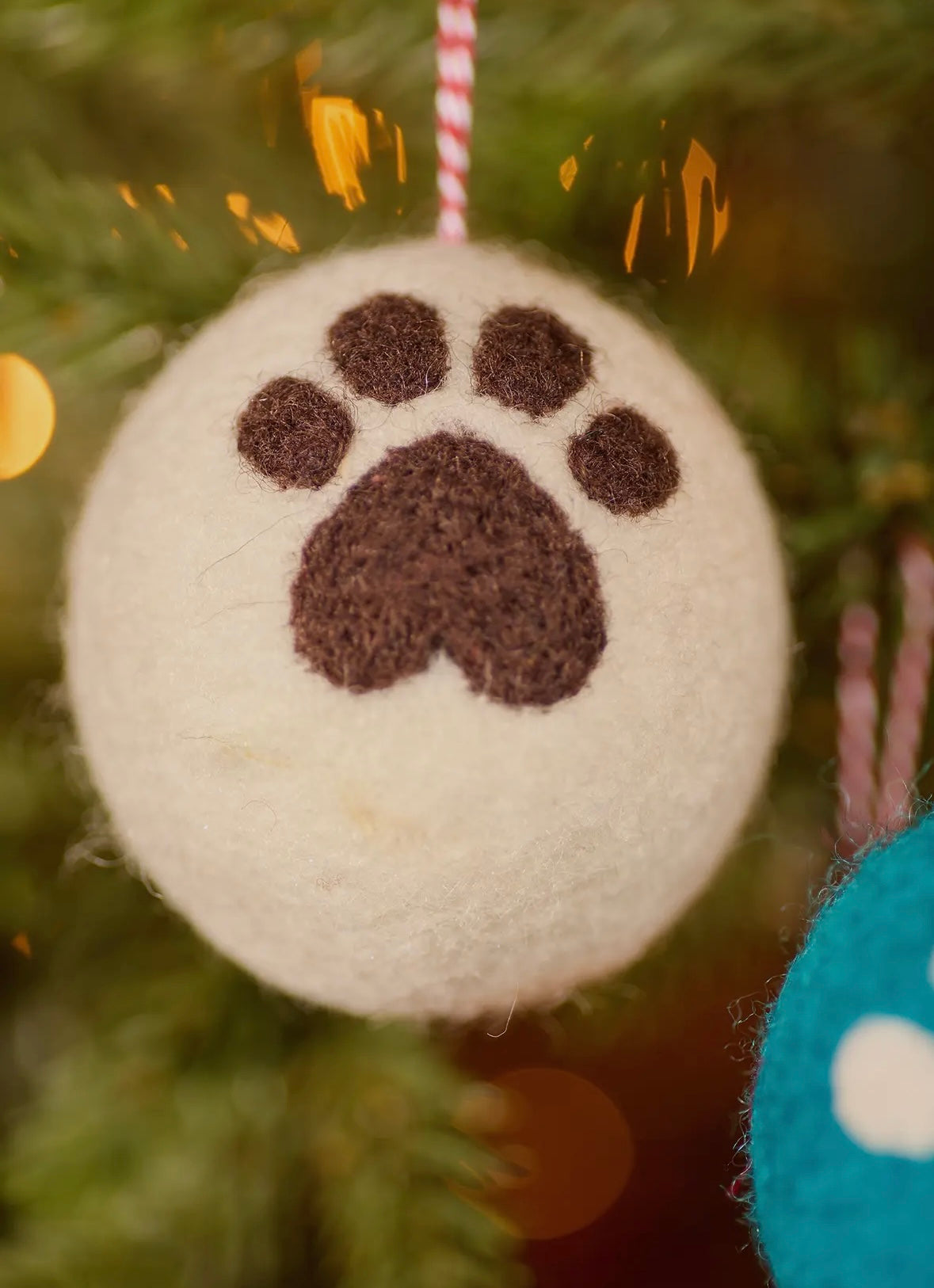 Felt Paw Print Baubles
