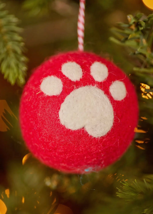Felt Paw Print Baubles
