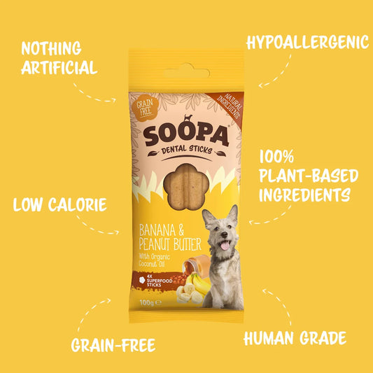 Soopa Dental Sticks for Dogs (Banana & Peanut Butter)