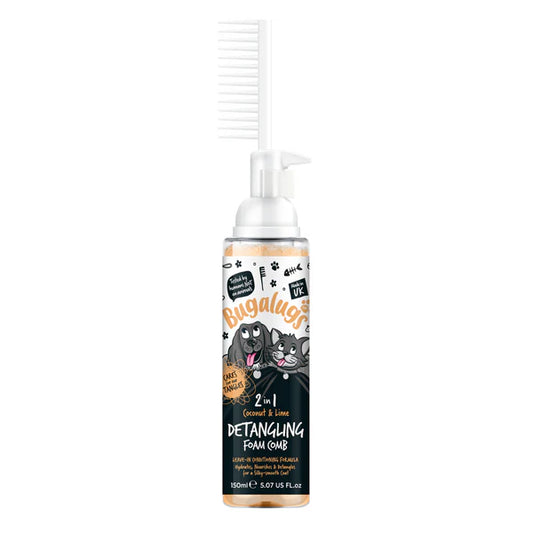 Bugalugs 2 in 1 Detangle & Conditioning Foam Comb for Cats and Dogs - Coconut & Lime (150ml)