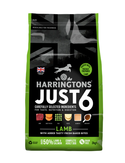 Harringtons Just 6 Lamb and Vegetables Dry Dog Food (2kg)