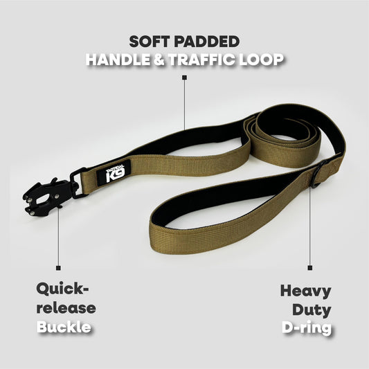 HugglePets Tactical K9 Lead - Sand